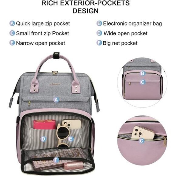 Laptop Backpack for Women Fashion Business Computer Backpack Travel Bags 7-Inch - Picture 4 of 6